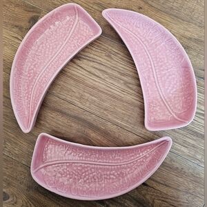 Set of 3 Vintage Pink California U.S.A Pottery Trays